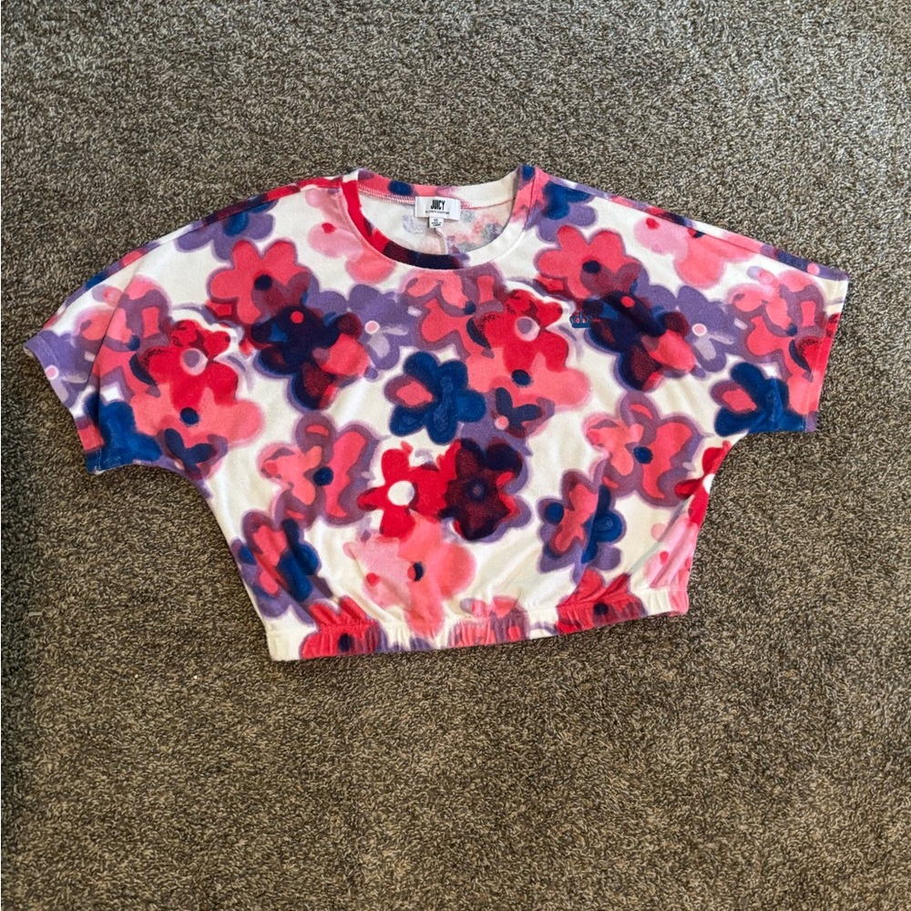 Vintage Y2K Juicy Couture Floral Crop T-Shirt